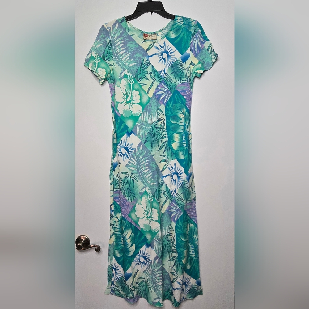 Vintage Hilo Hattie, The Original, Tropical Floral Maxi Dress Size S